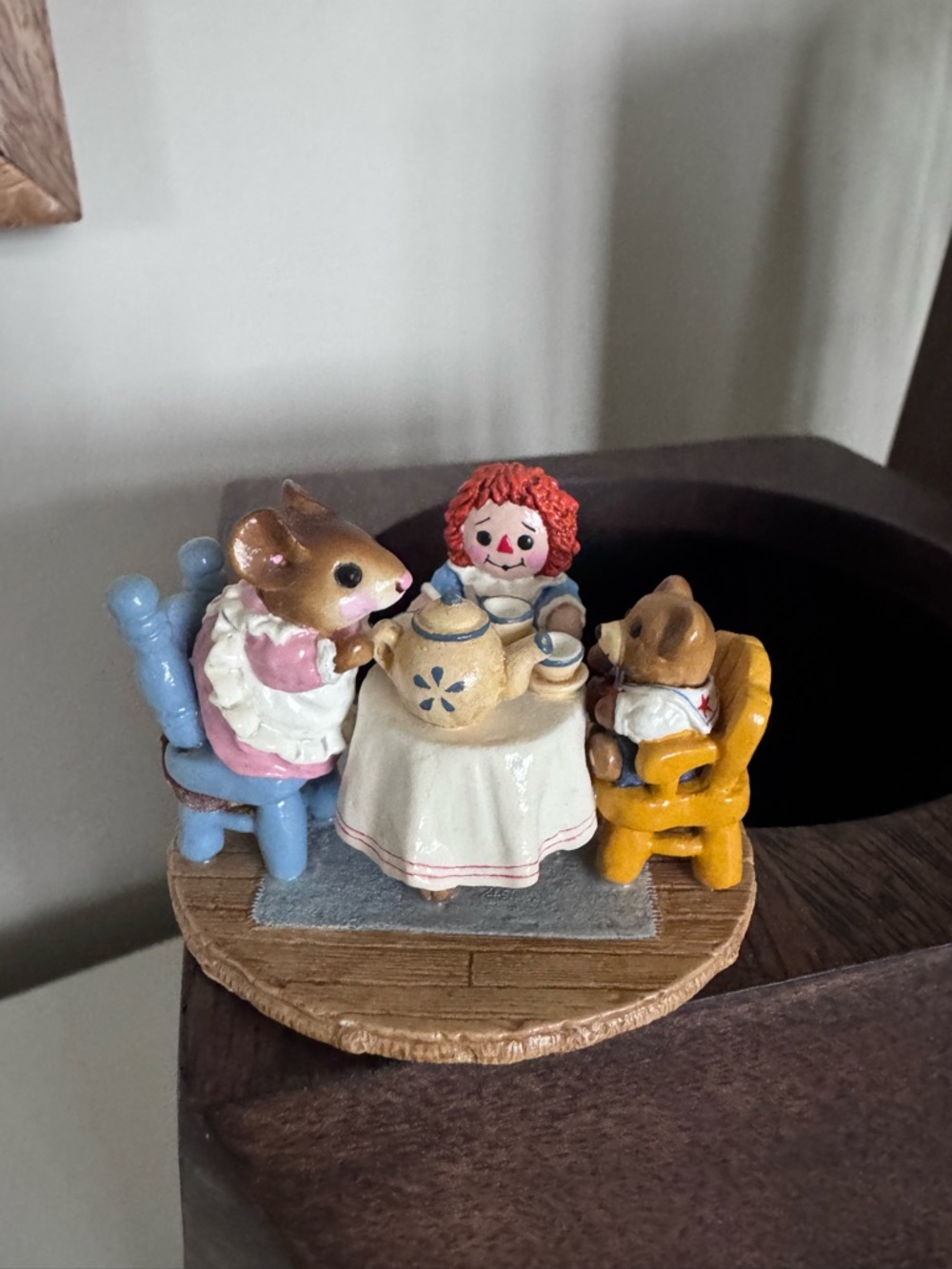 Wee Forest Folk M-177 "Tea for Three" 1991 Retired WFF w/ Raggedy Ann